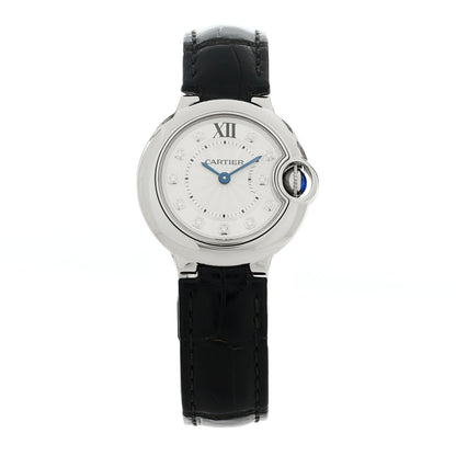 Cartier Stainless Steel Alligator Diamond 28mm Ballon Bleu De Cartier Quartz Watch 1 of 4