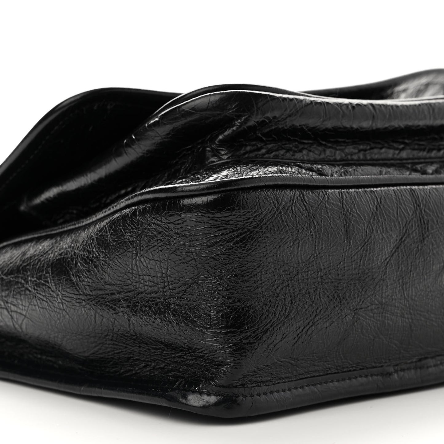 Crinkled Calfskin Matelasse Monogram Baby Niki Chain Satchel Black