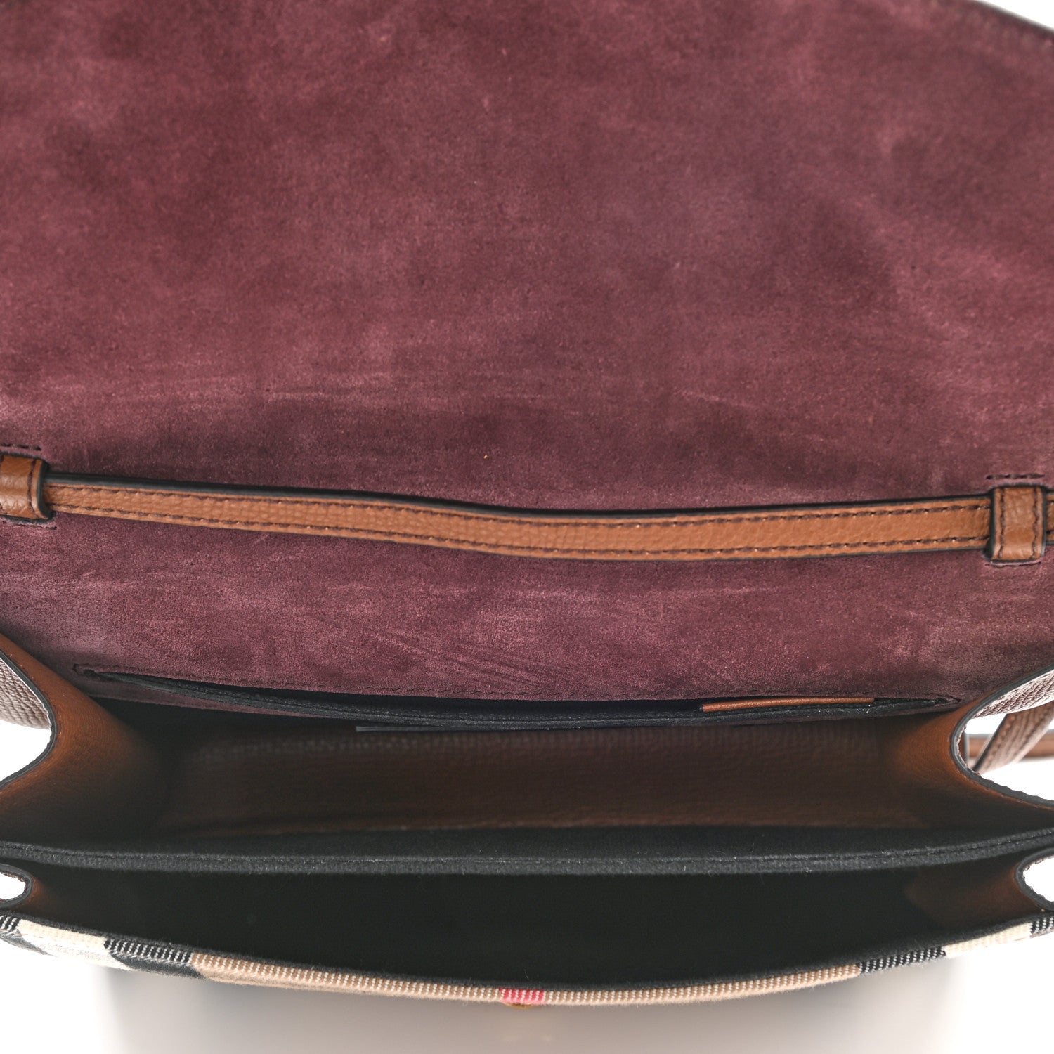 Burberry Derby Calfskin House Check Small Macken Crossbody Bag Tan 5 of 9