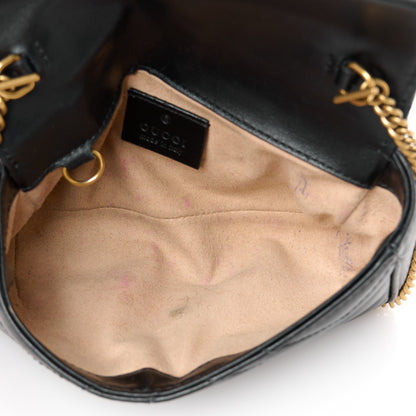 Gucci Calfskin Matelasse Super Mini GG Marmont Shoulder Bag Black 5 of 10