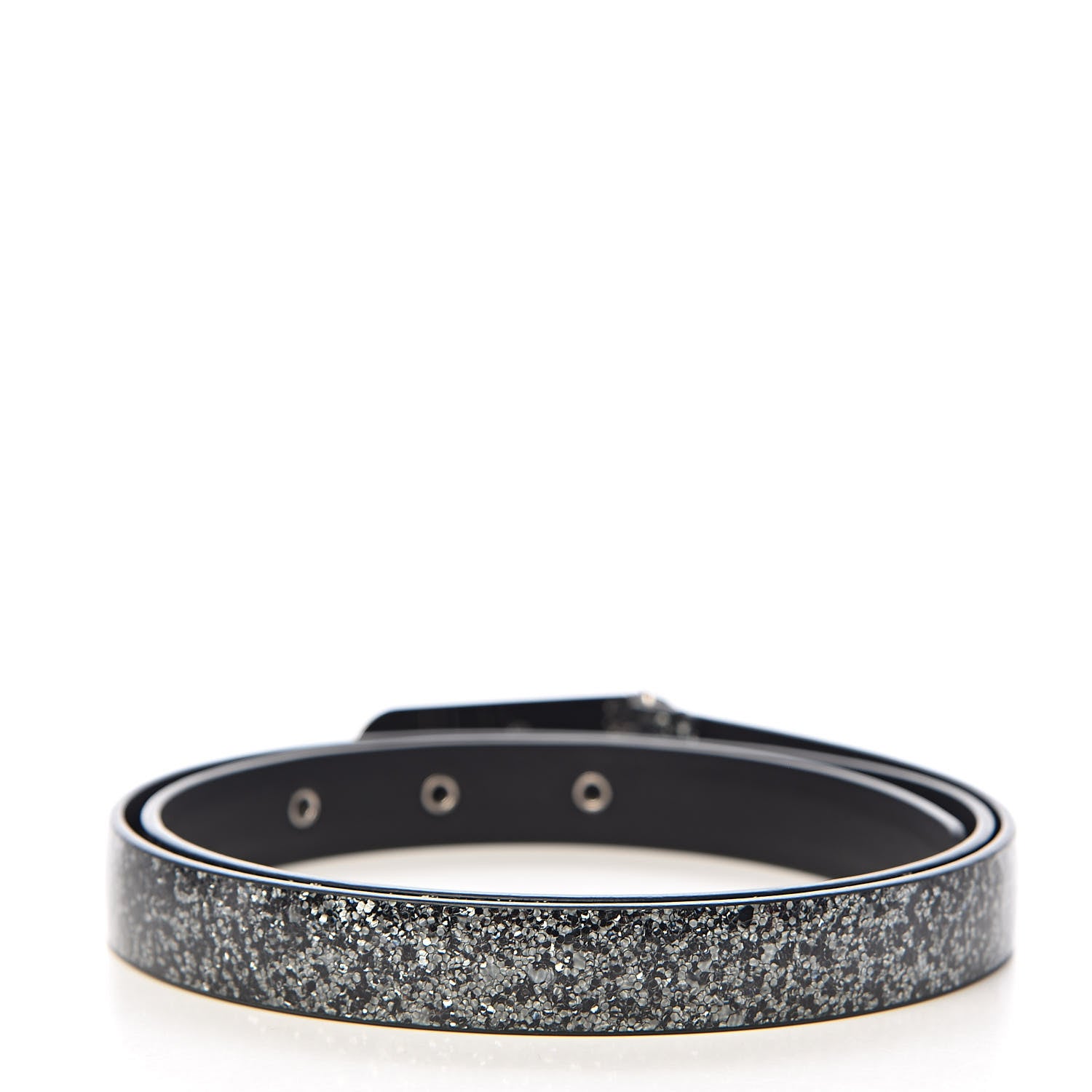 Chanel Glitter Calfskin CC Logo Skinny Belt 80 32 Charcoal 3 of 8