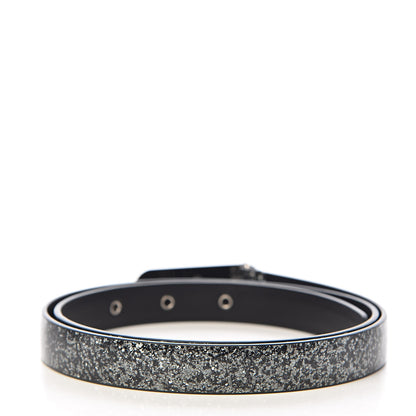 Chanel Glitter Calfskin CC Logo Skinny Belt 80 32 Charcoal 3 of 8