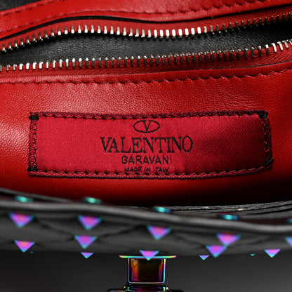 Valentino Garavani Lambskin Oil Slick Rockstud Spike Wallet on Chain Black 6 of 9