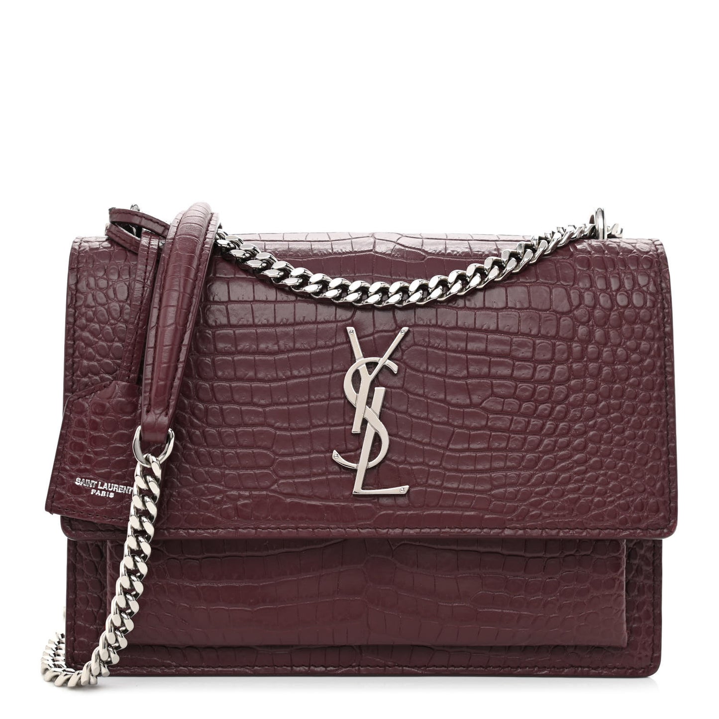 Calfskin Crocodile Embossed Medium Monogram Sunset Rouge Legion