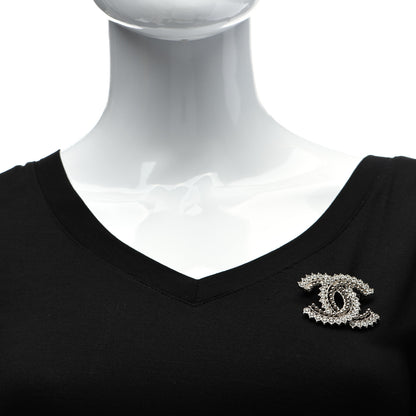 Chanel Crystal CC Brooch Silver 2 of 5