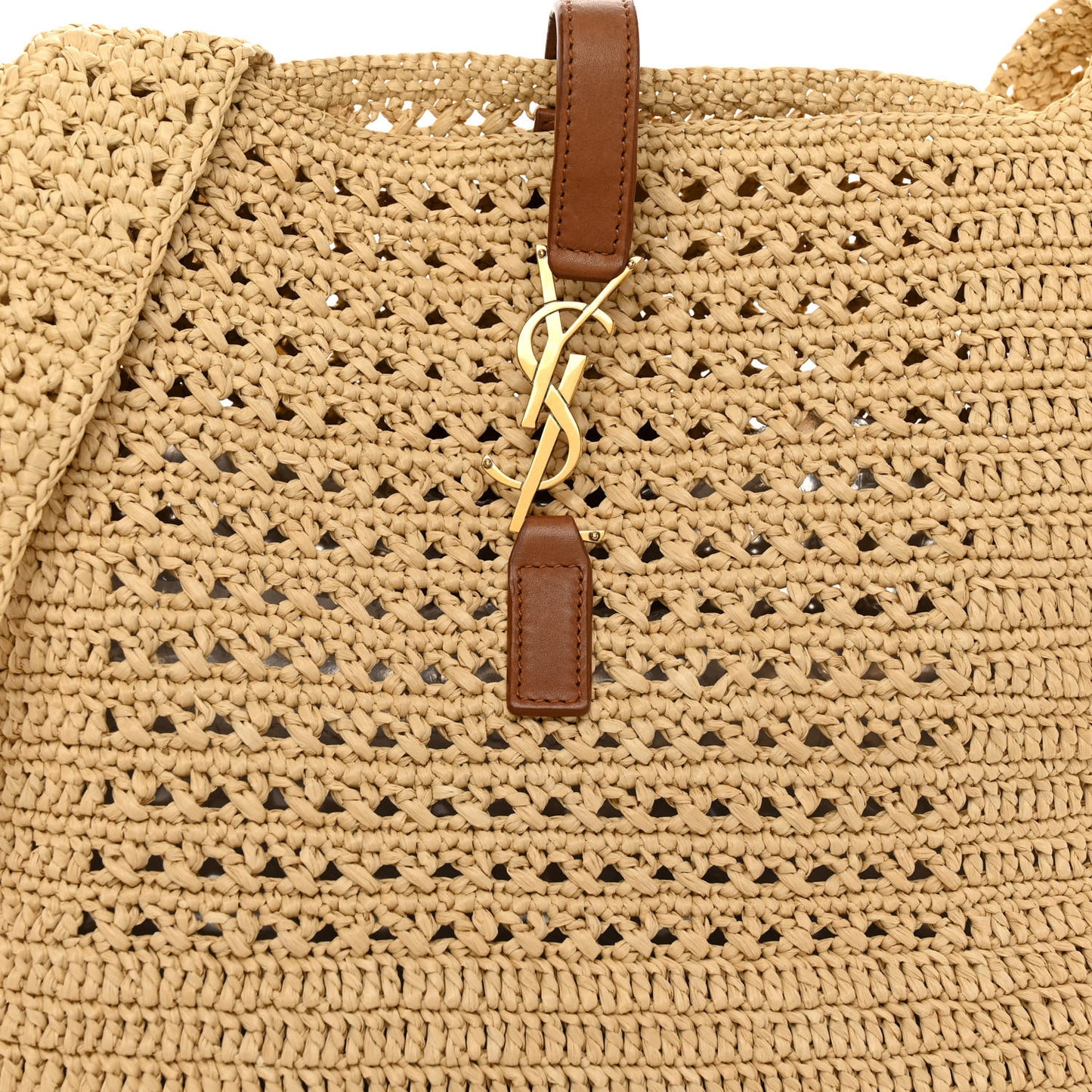 SAINT LAURENT Raffia Monogram Le 5 A 7 Hobo Natural