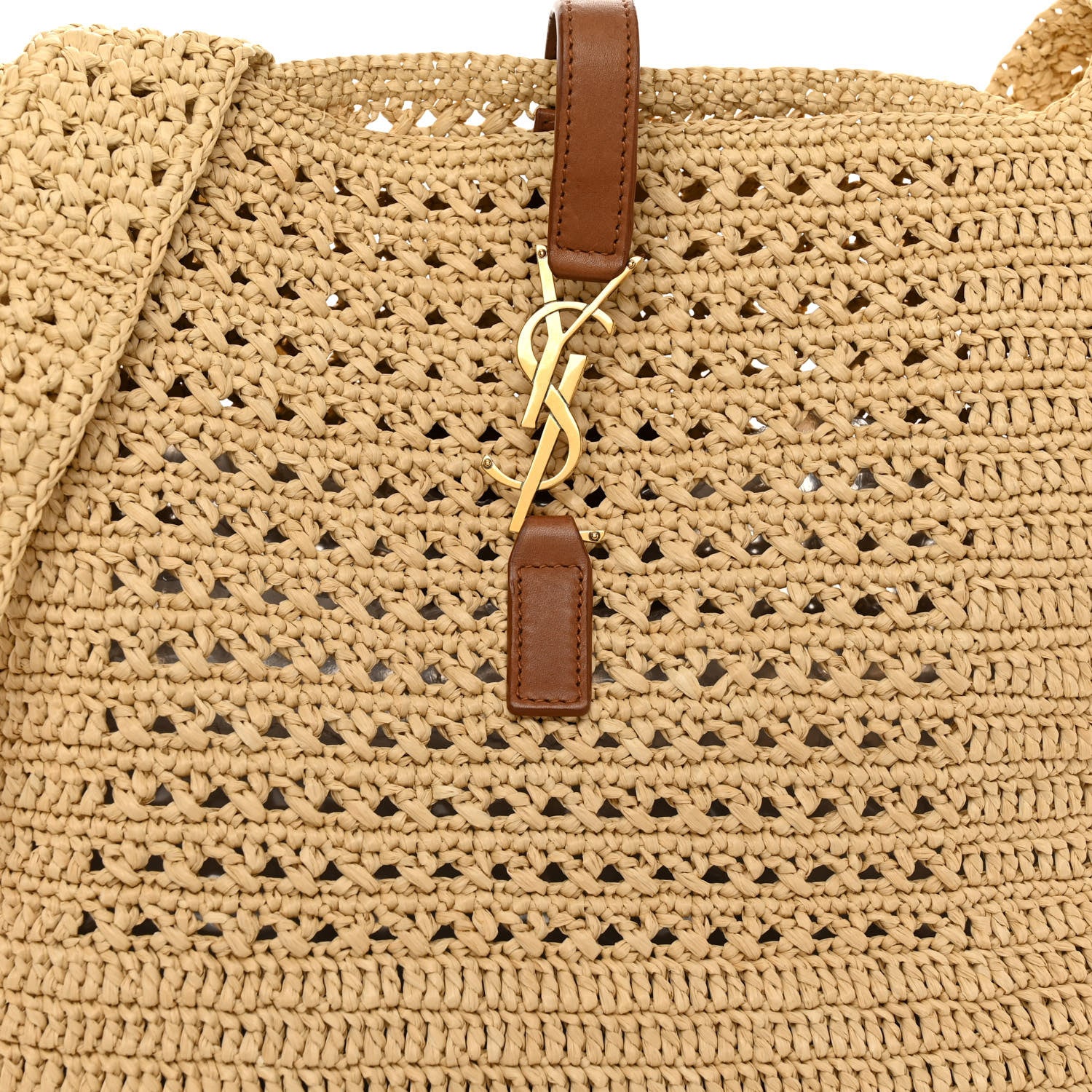 Saint Laurent SAINT LAURENT Raffia Monogram Le 5 A 7 Hobo Natural 7 of 9