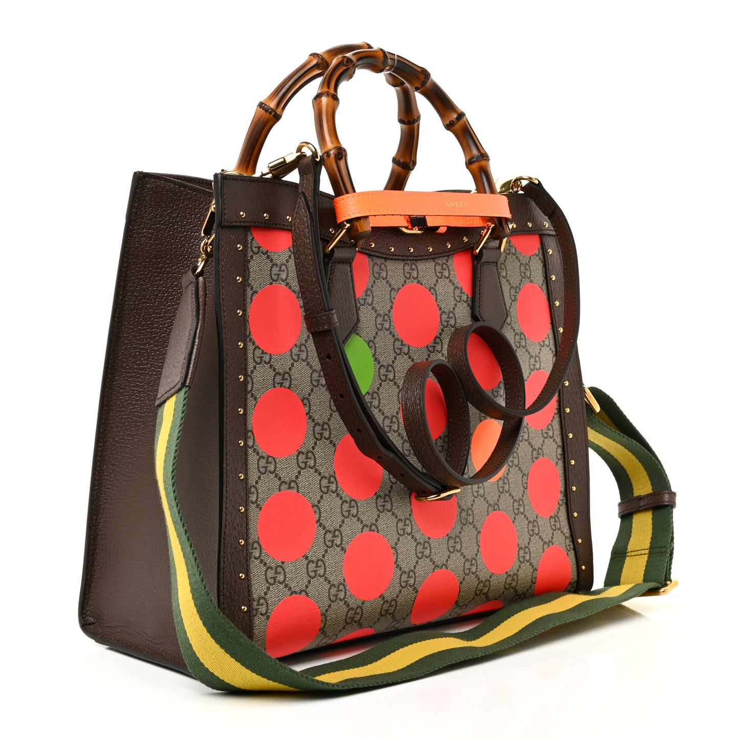 GG Supreme Monogram Equestrian Medium Diana Tote Bag Beige Multicolor New Acero