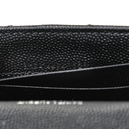 Saint Laurent Grain De Poudre Matelasse Chevron Small Monogram Envelope Wallet Black 6 of 9