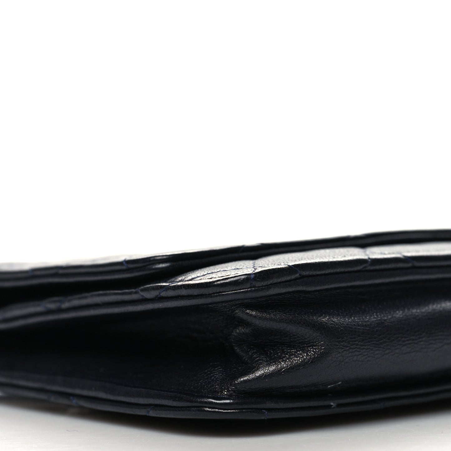 Lambskin Quilted Wallet On Chain WOC Navy Blue