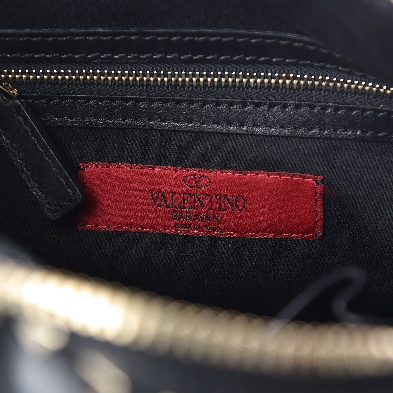 Valentino Garavani Calfskin Rockstud Satchel Black 5 of 9