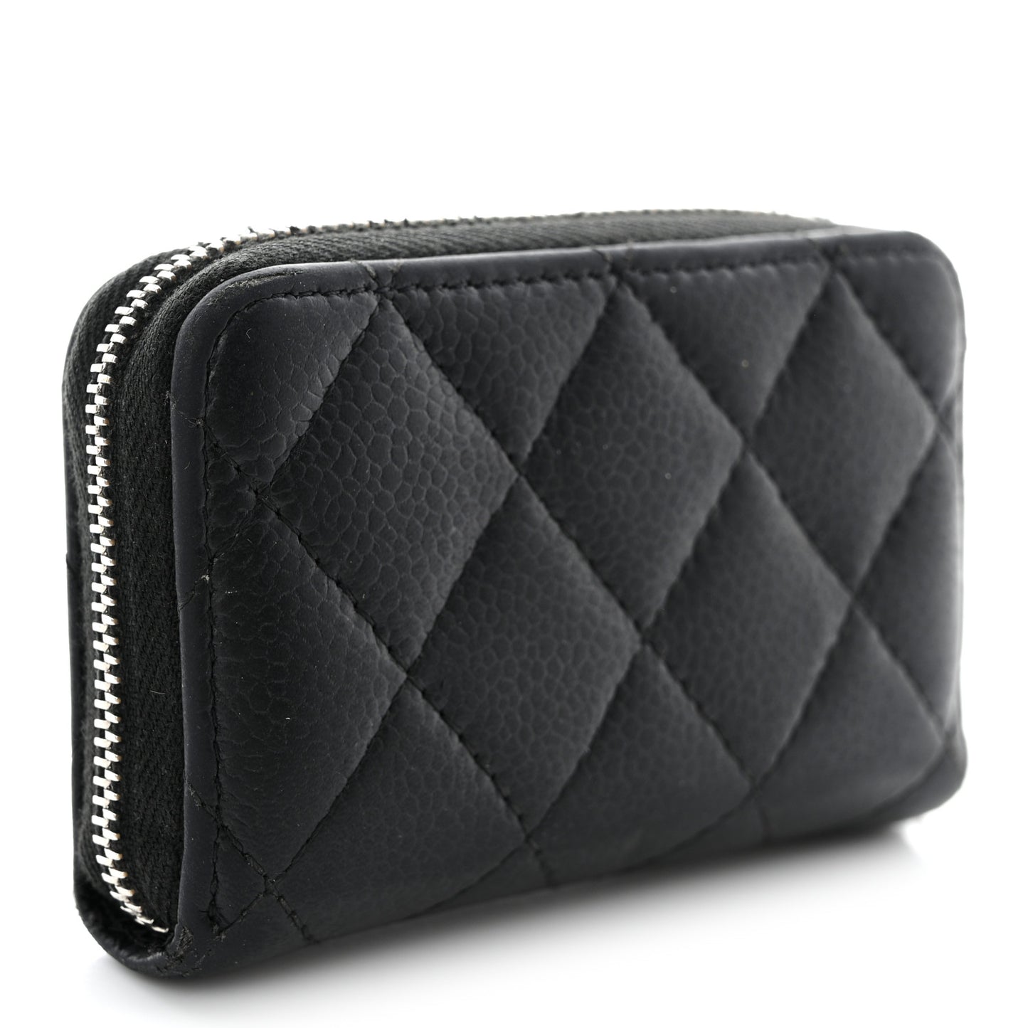 Caviar Quilted Zip Coin Purse Black