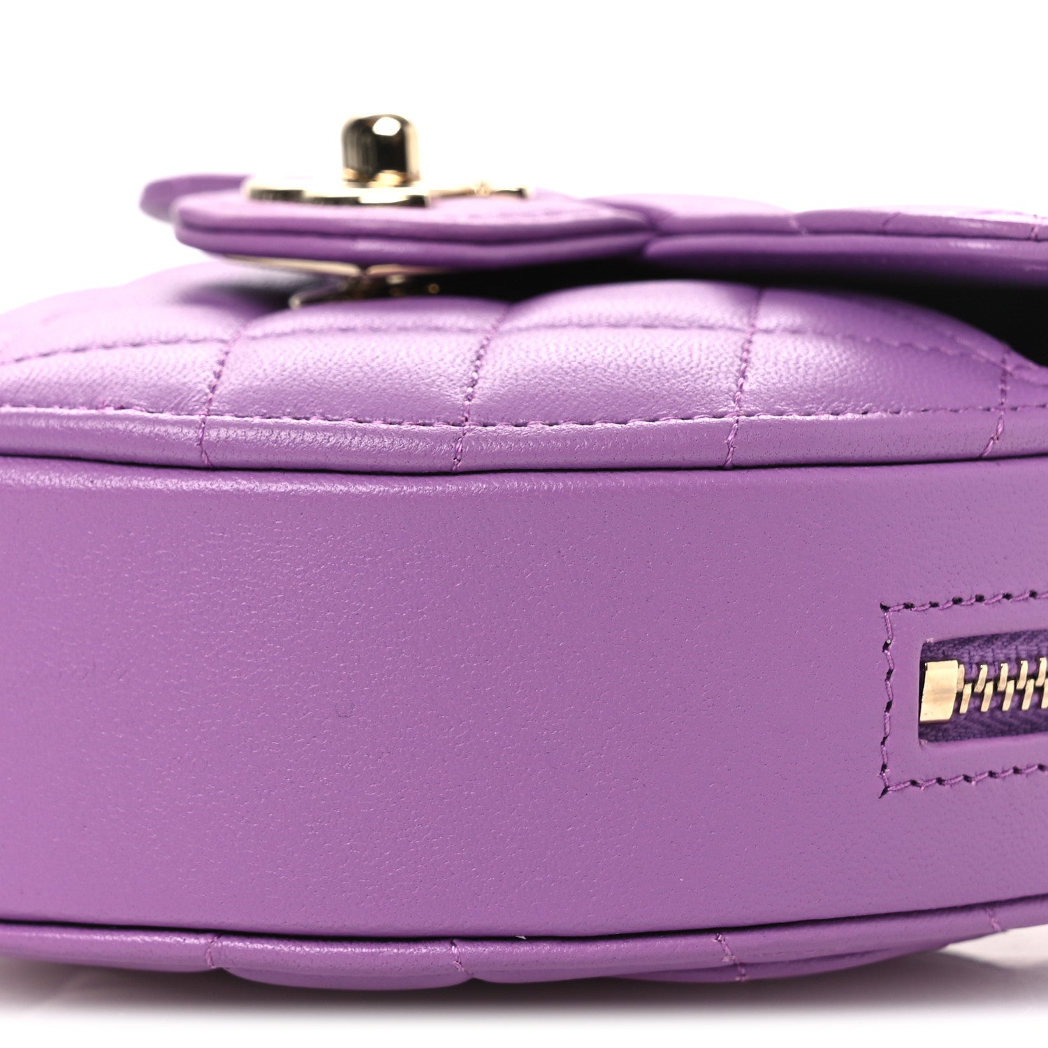 Chanel Lambskin Quilted CC In Love Heart Clutch With Chain Purple 10 of 10