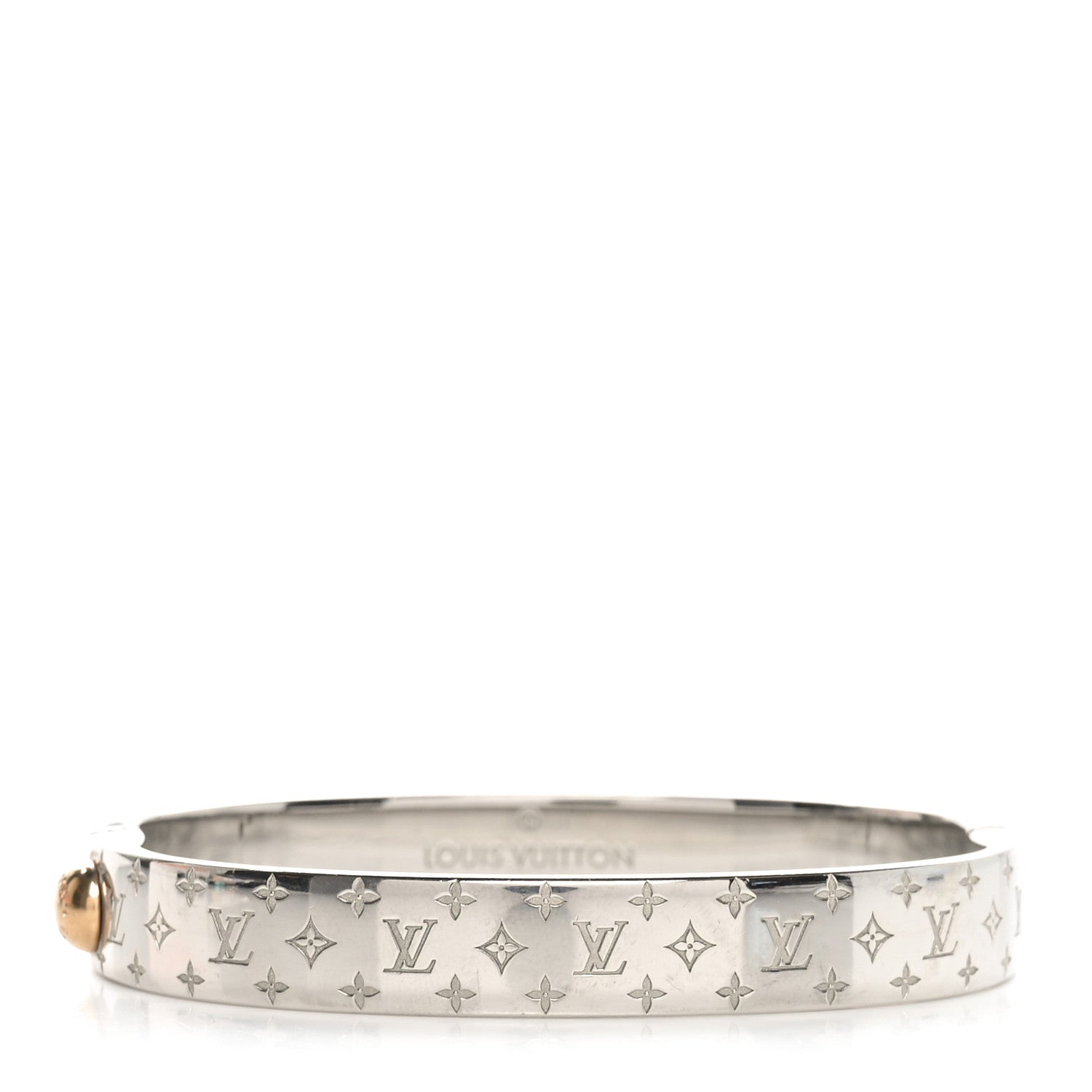 Louis Vuitton Brass Palladium Plated Nanogram Cuff M Silver 1 of 7