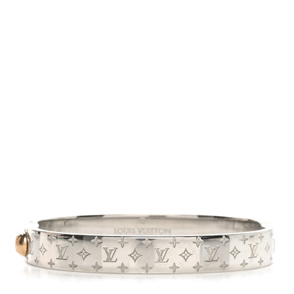 Louis Vuitton Brass Palladium Plated Nanogram Cuff M Silver 1 of 7