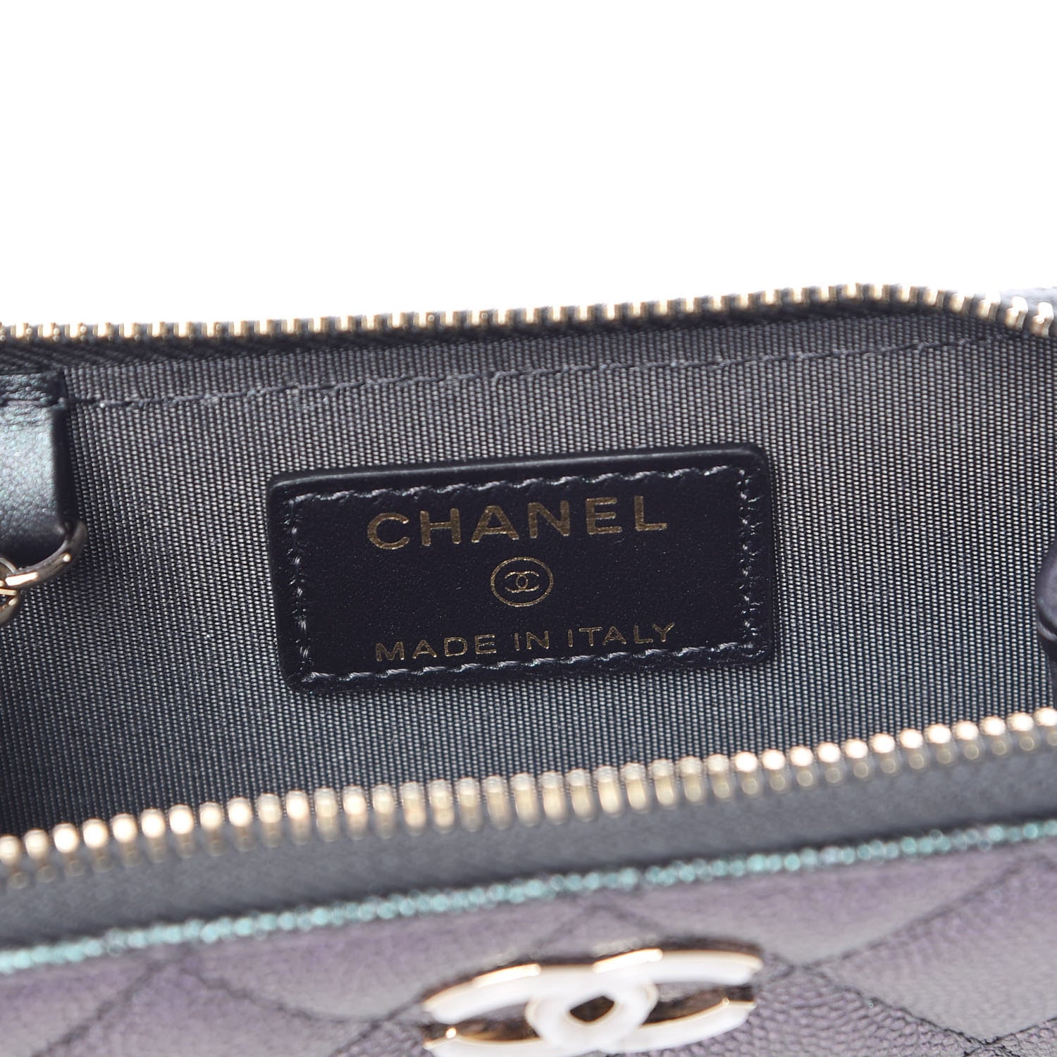 Chanel Iridescent Caviar Quilted Zipped Key Holder Case Black 6 of 8