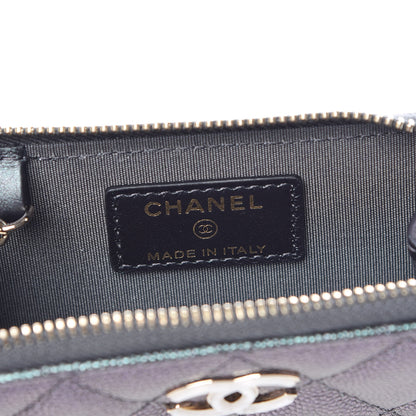 Chanel Iridescent Caviar Quilted Zipped Key Holder Case Black 6 of 8