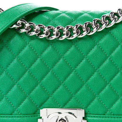 Chanel Caviar Quilted Medium Boy Flap Green 10 of 11
