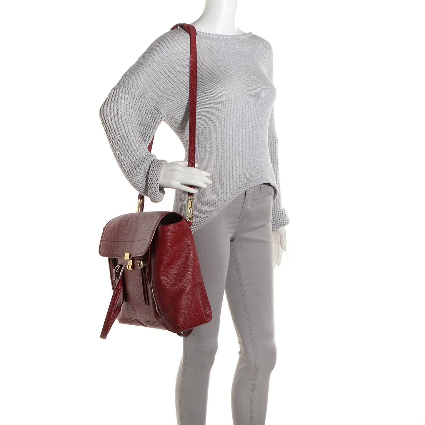 3.1 Leather Large Pashli Satchel Crimson