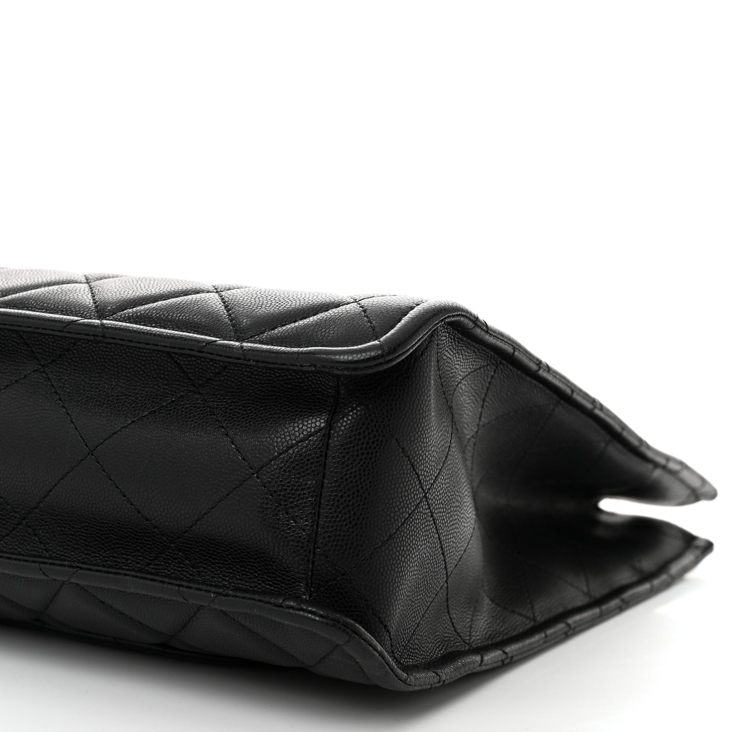 Caviar Quilted Sweet Vertical Shopping Tote Black