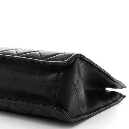 Chanel Caviar Quilted Sweet Vertical Shopping Tote Black 10 of 12