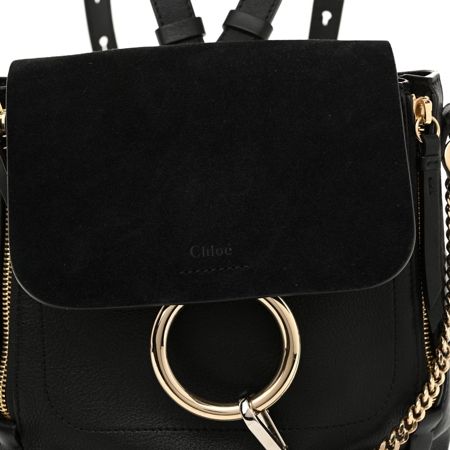 Suede Calfskin Small Faye Backpack Black