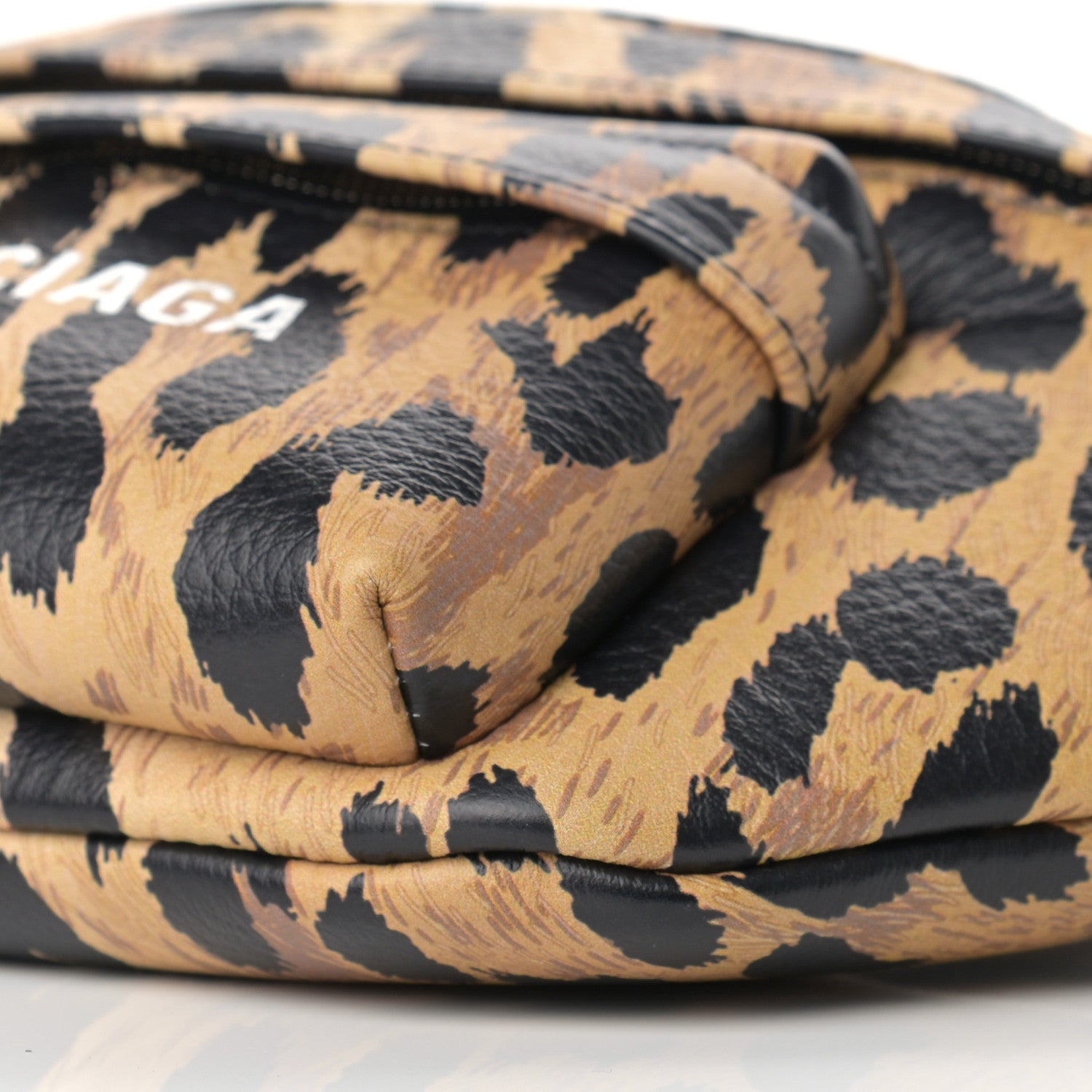 Balenciaga Calfskin Printed Leopard Everyday Logo Beltpack XS Beige White 5 of 8