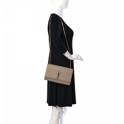 Saint Laurent Grain De Poudre Medium Monogram Kate Satchel Dark Beige 2 of 10