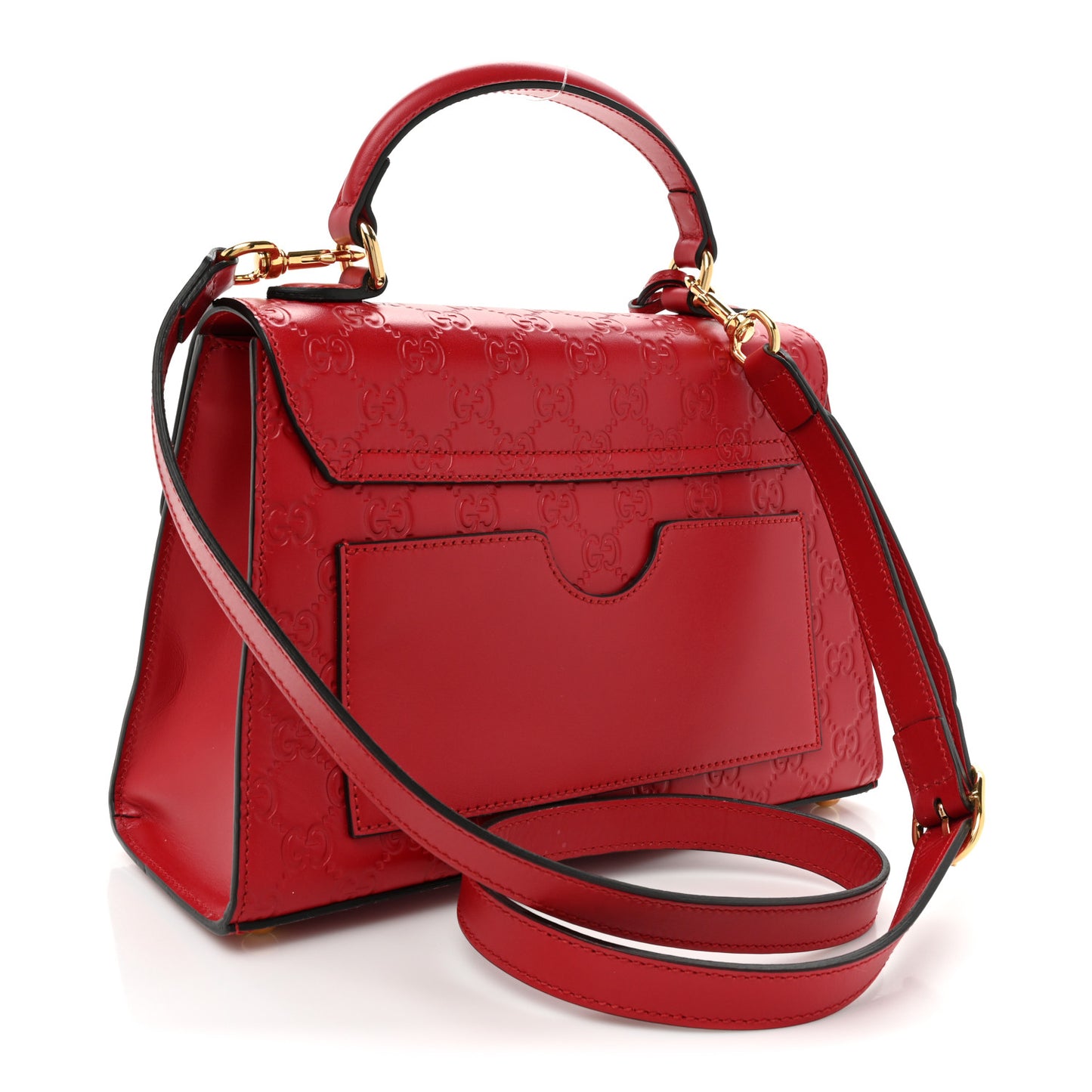 Guccissima Signature Small Padlock Top Handle Bag Hibiscus Red