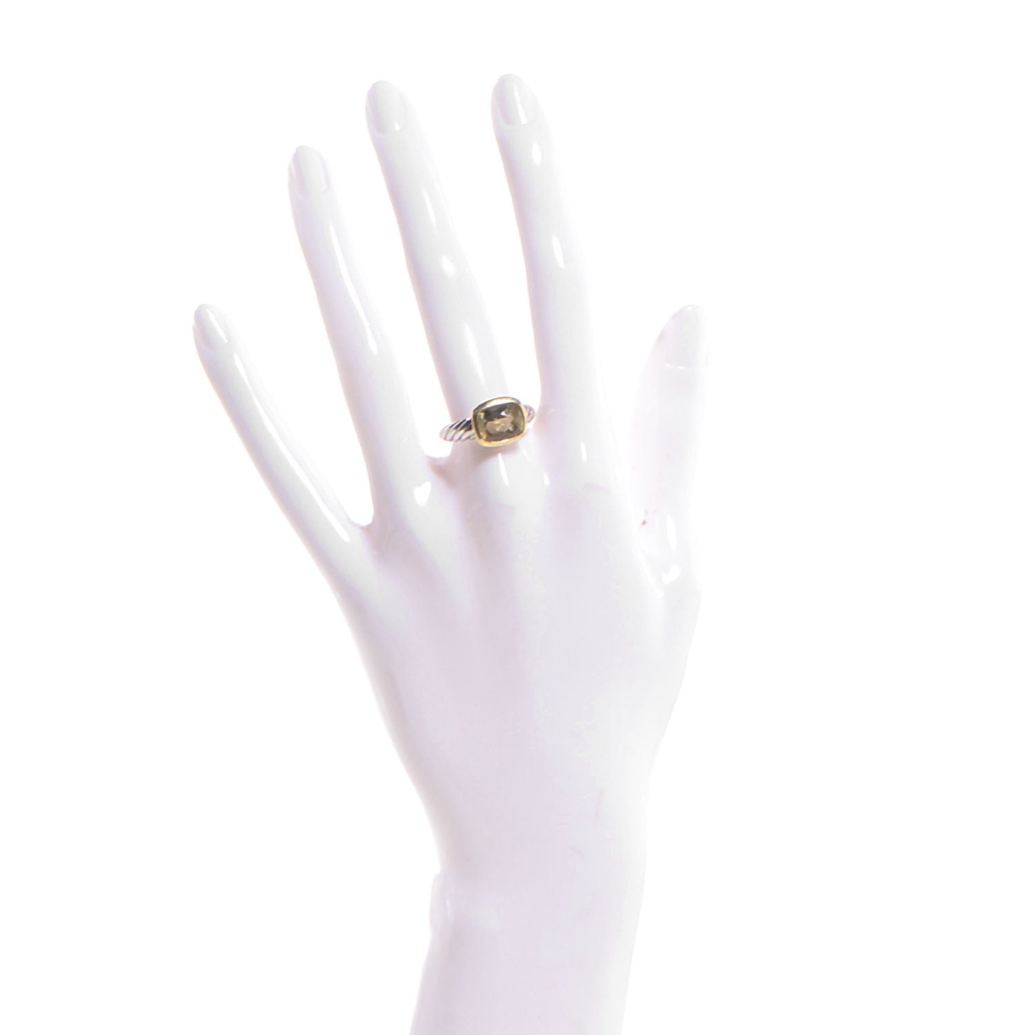 David Yurman Sterling Silver 18k Yellow Gold Champagne Citrine 10mm Noblesse Ring 54 7 2 of 6