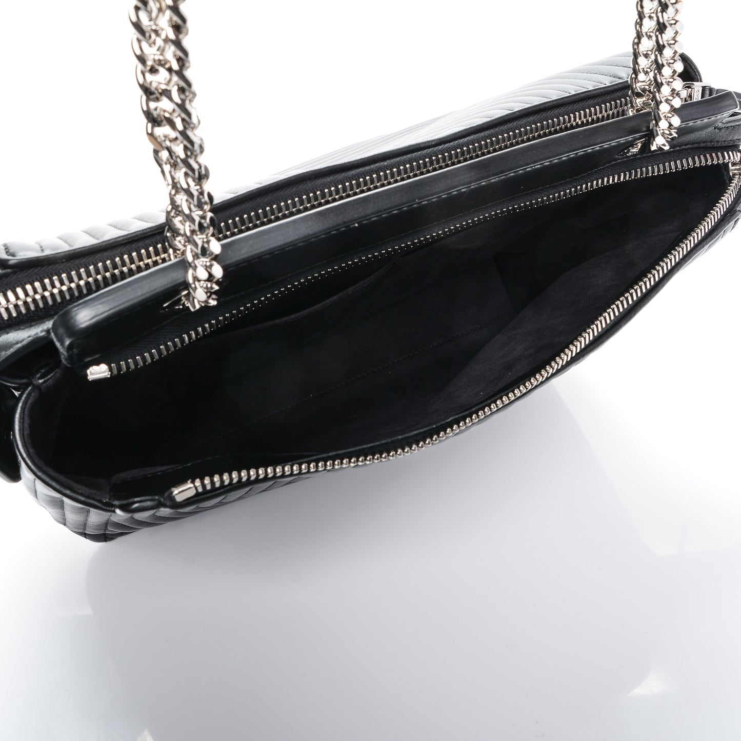 Shiny Nappa Trapuntata DotCom Chain Satchel Black