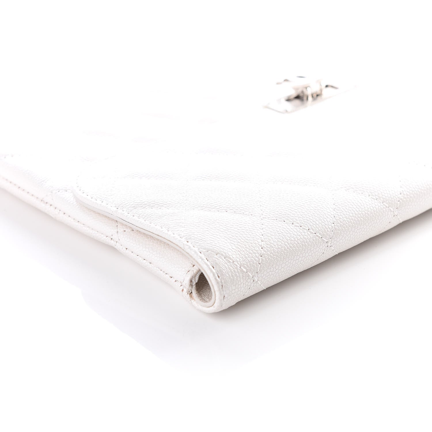 Chanel Caviar Quilted Medium Golden Class Pouch White 7 of 12