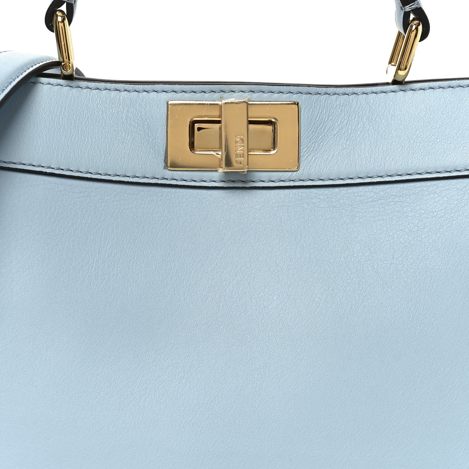 Fendi Vitello Seta Shiny Nappa Small Peekaboo I SEE U Satchel Azzurro Baby Camelia 8 of 10