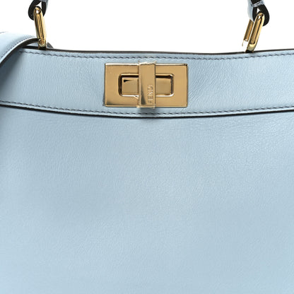 Fendi Vitello Seta Shiny Nappa Small Peekaboo I SEE U Satchel Azzurro Baby Camelia 8 of 10