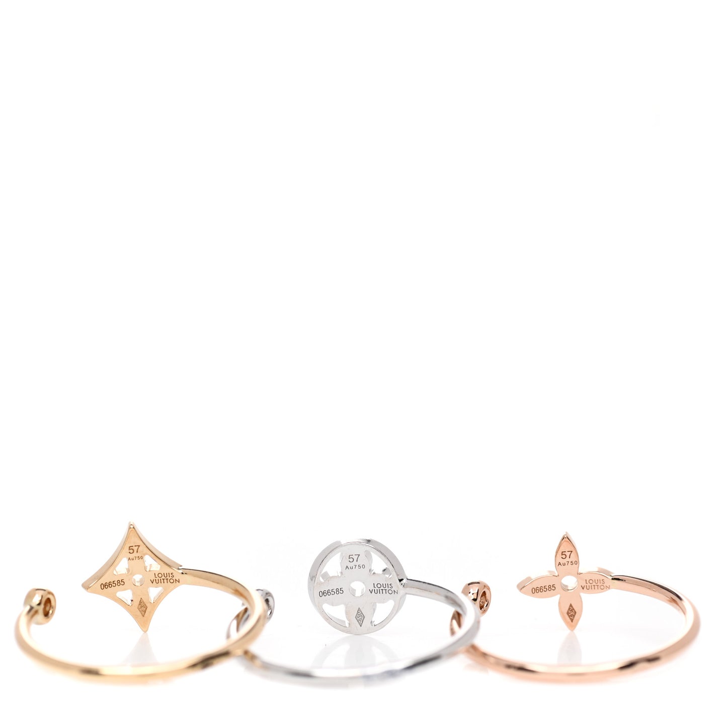 18K Yellow Pink White Gold Diamond Idylle Blossom Ring 3 Set 57 8
