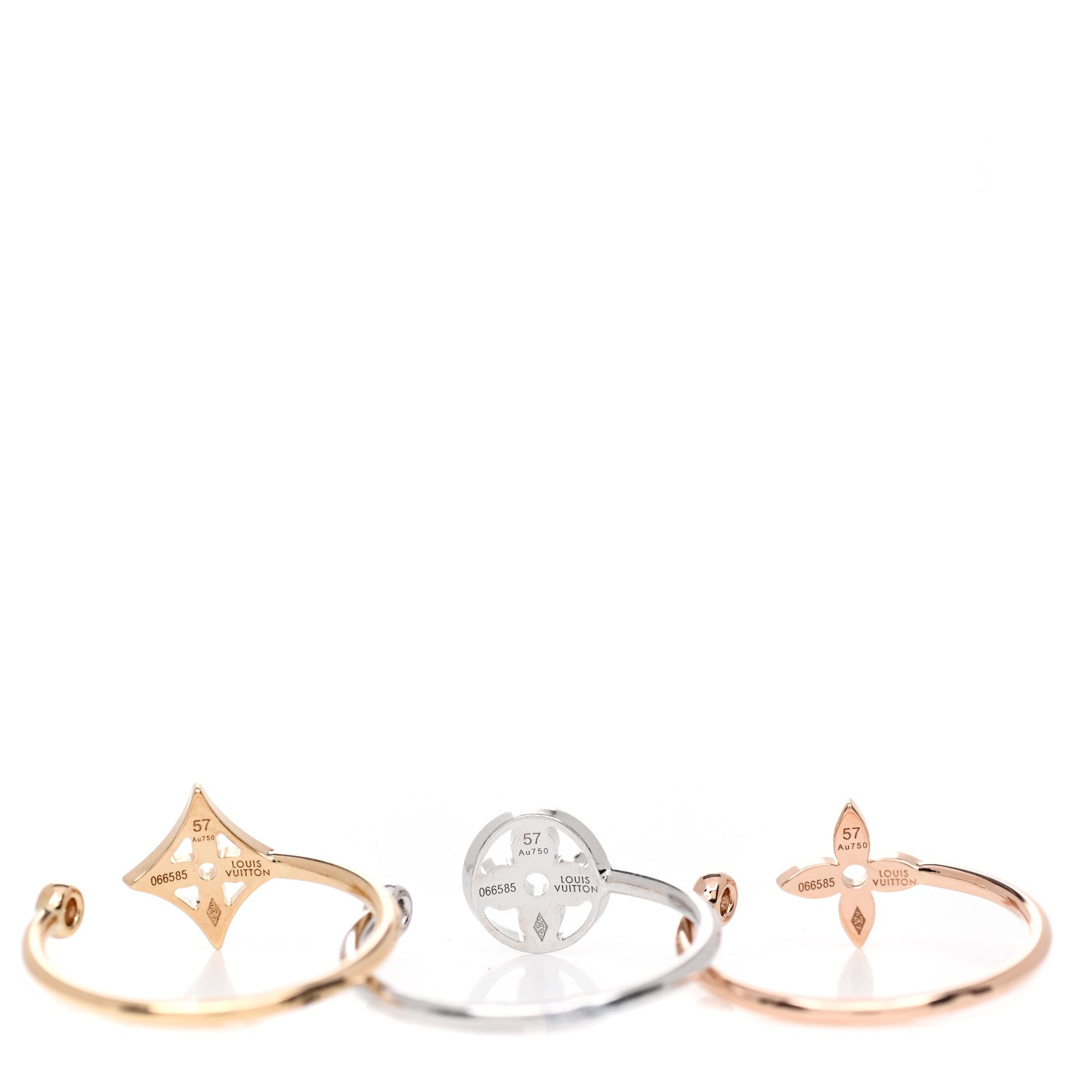 Louis Vuitton 18K Yellow Pink White Gold Diamond Idylle Blossom Ring 3 Set 57 8 3 of 3