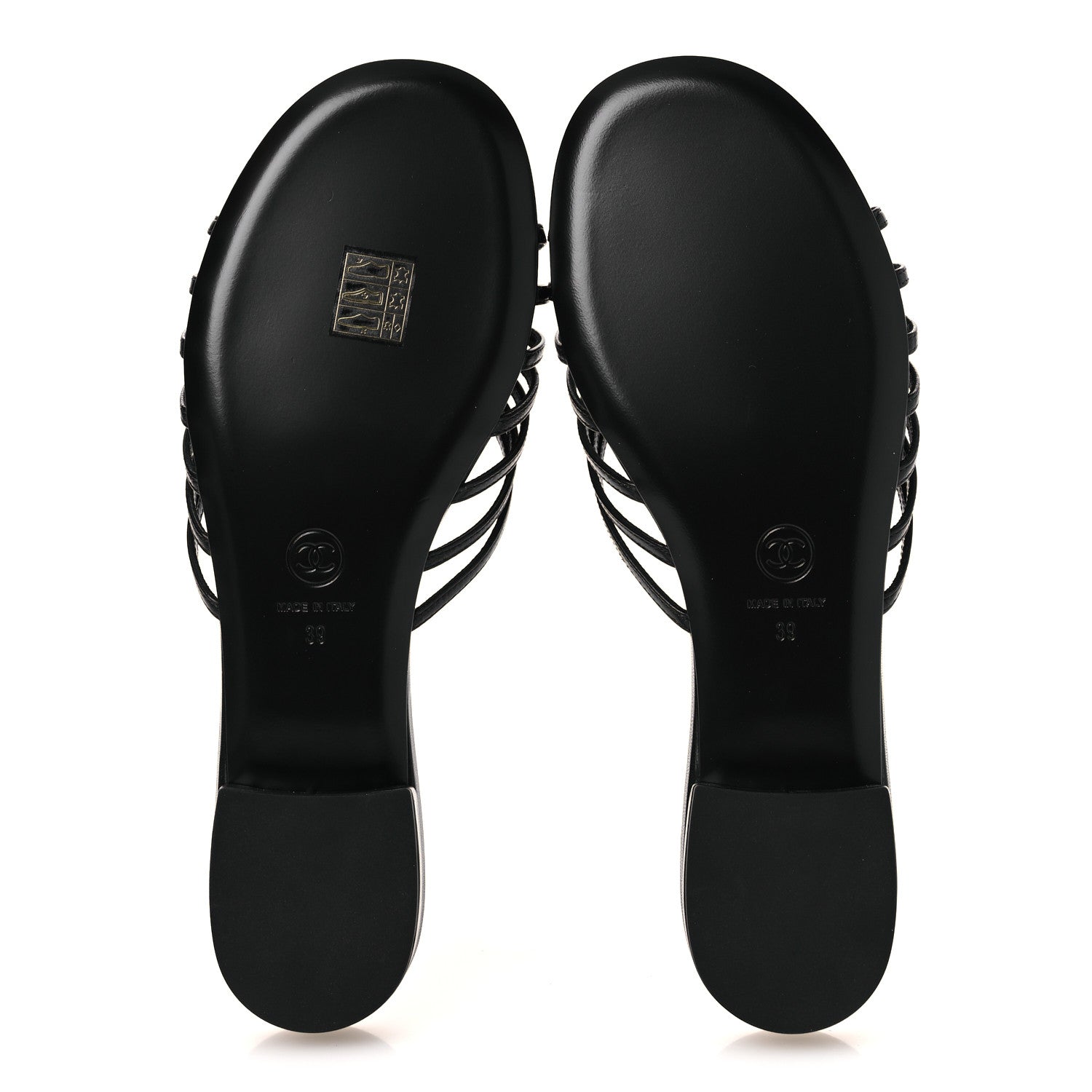 Chanel Goatskin Caged CC Slide Sandals 39 Black 7 of 11