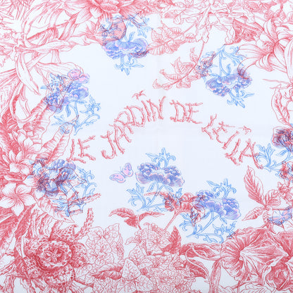 Hermes Cashmere Silk Le Jardin De Leila Au Bloc Shawl 140 Blanc Rose Vif Encre 2 of 8