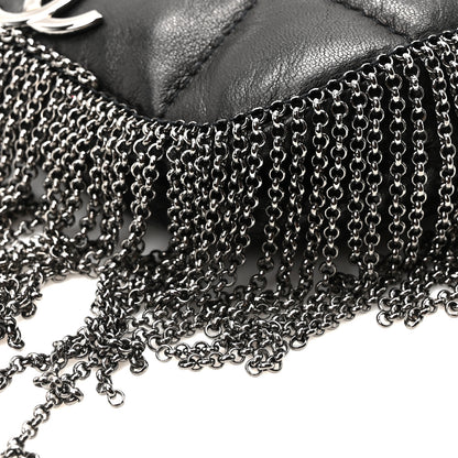 Chanel Lambskin Square Quilted Chain Fringe Pochette Black 9 of 10