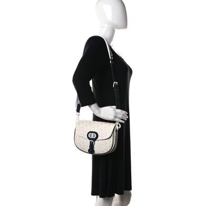 Christian Dior Calfskin Perforated Oblique Medium Bobby Flap White Blue 2 of 8