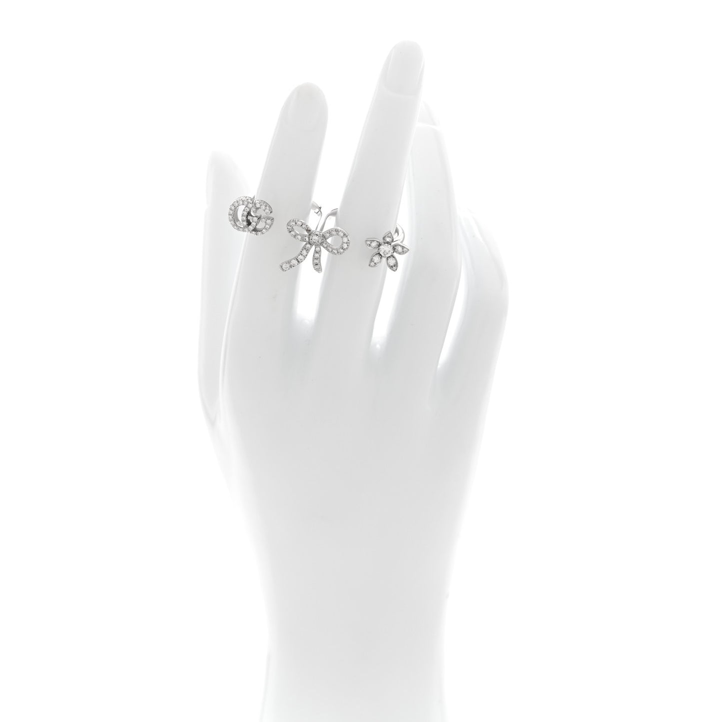 18K White Gold Diamond Flora Bow Flower Ring M