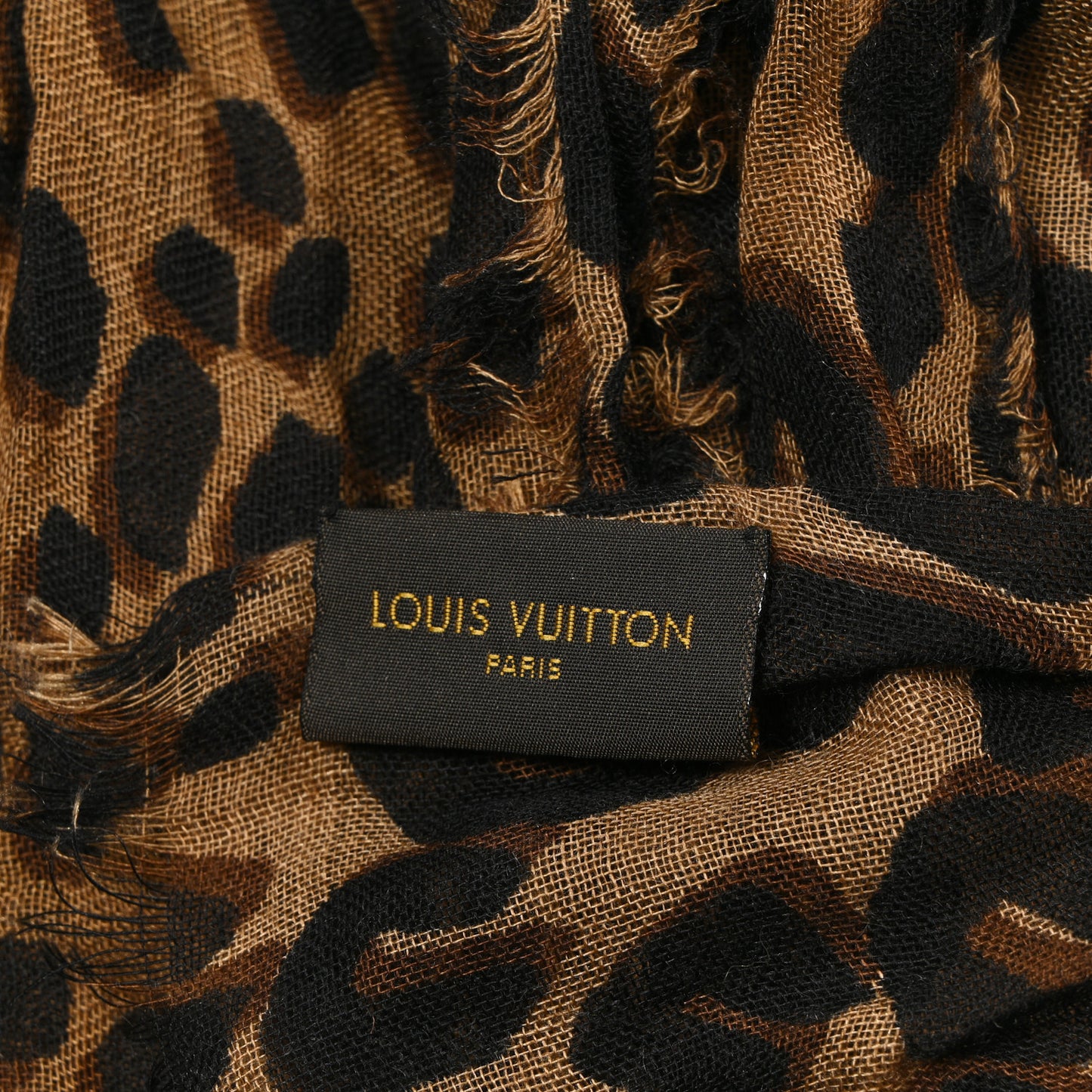 Cashmere Silk Leopard Etole Stole Marron