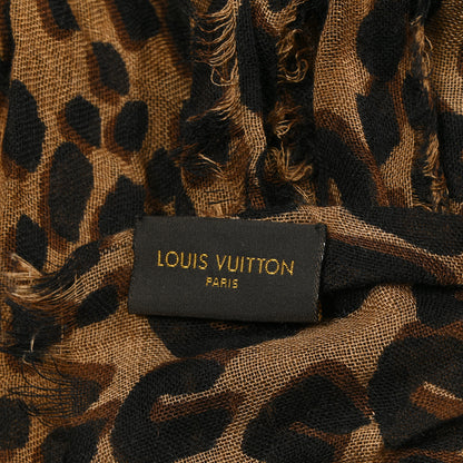 Louis Vuitton Cashmere Silk Leopard Etole Stole Marron 3 of 4