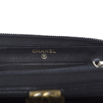 Chanel Caviar Quilted Small Boy Zip Around Wallet Black 8 of 11