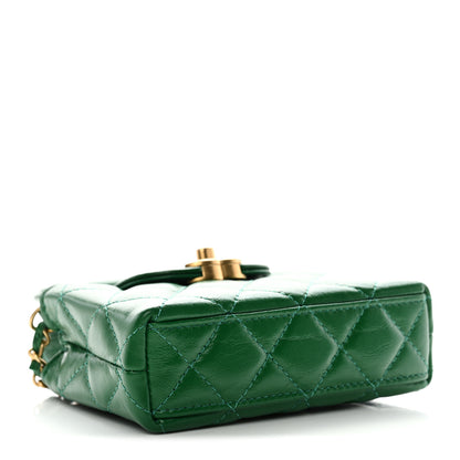 Chanel Shiny Aged Calfskin Quilted Mini Nano Kelly Shopper Green 4 of 10