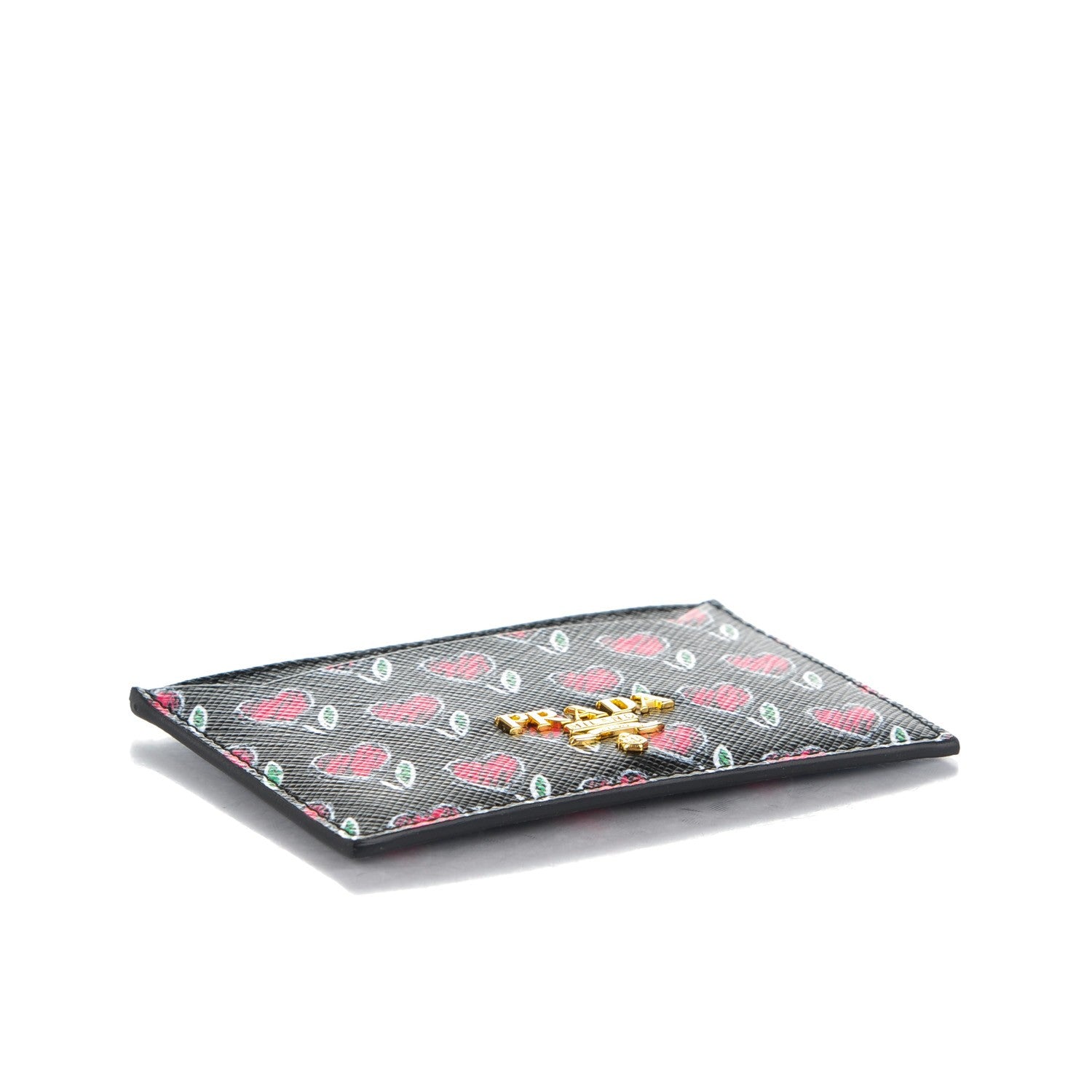 Prada Saffiano Love Print Metal Card Case Black 4 of 7