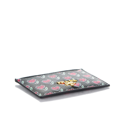 Prada Saffiano Love Print Metal Card Case Black 4 of 7