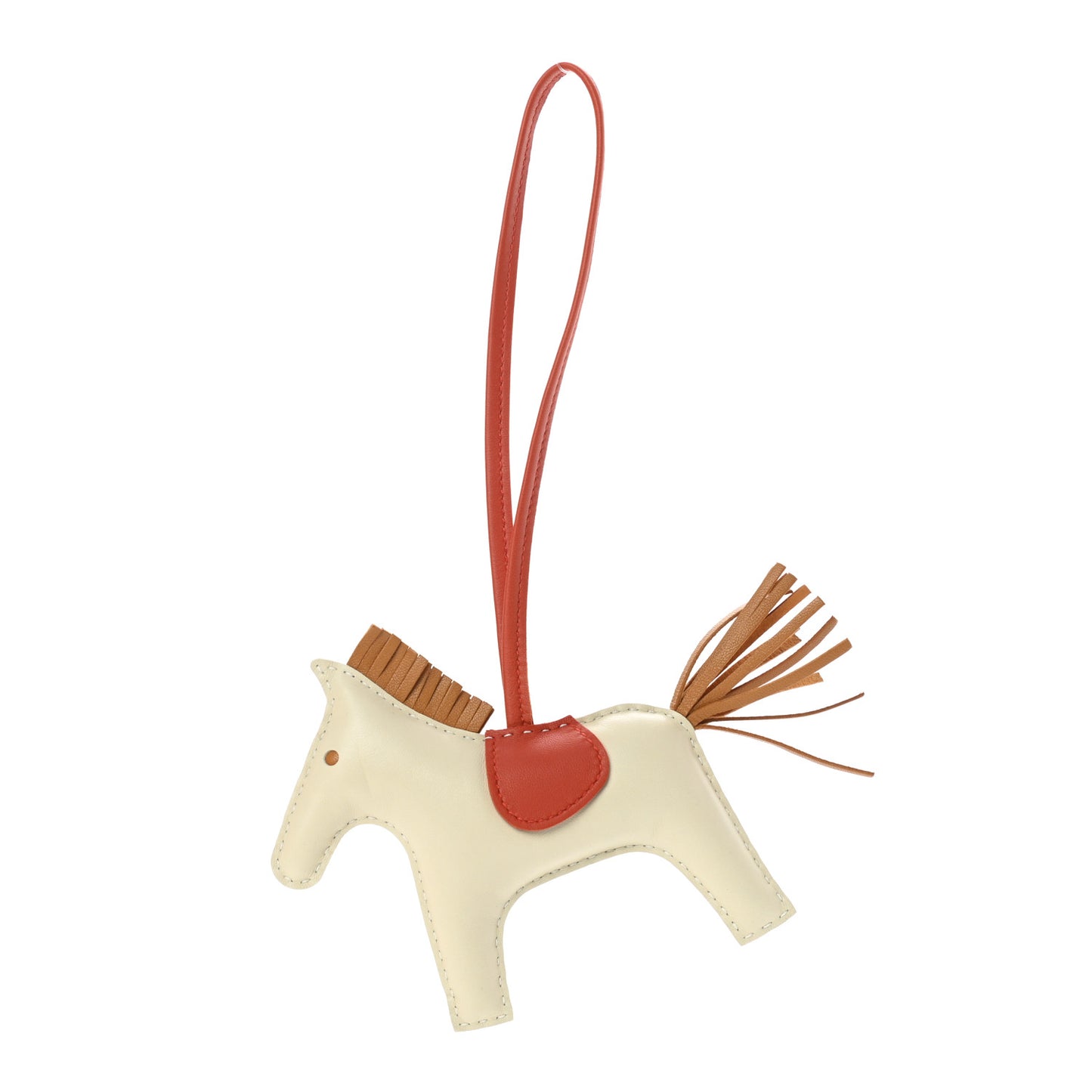 Milo Lambskin Grigri Rodeo Horse Bag Charm MM Craie Sesame Cornaline