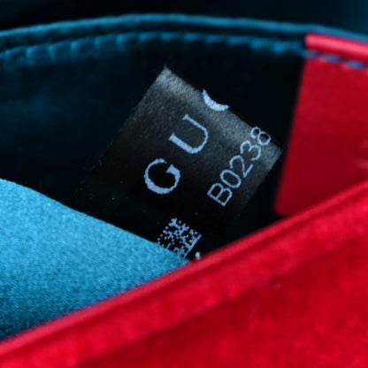 Gucci Velvet Matelasse Mini GG Marmont Shoulder Bag Hibiscus Red 8 of 11