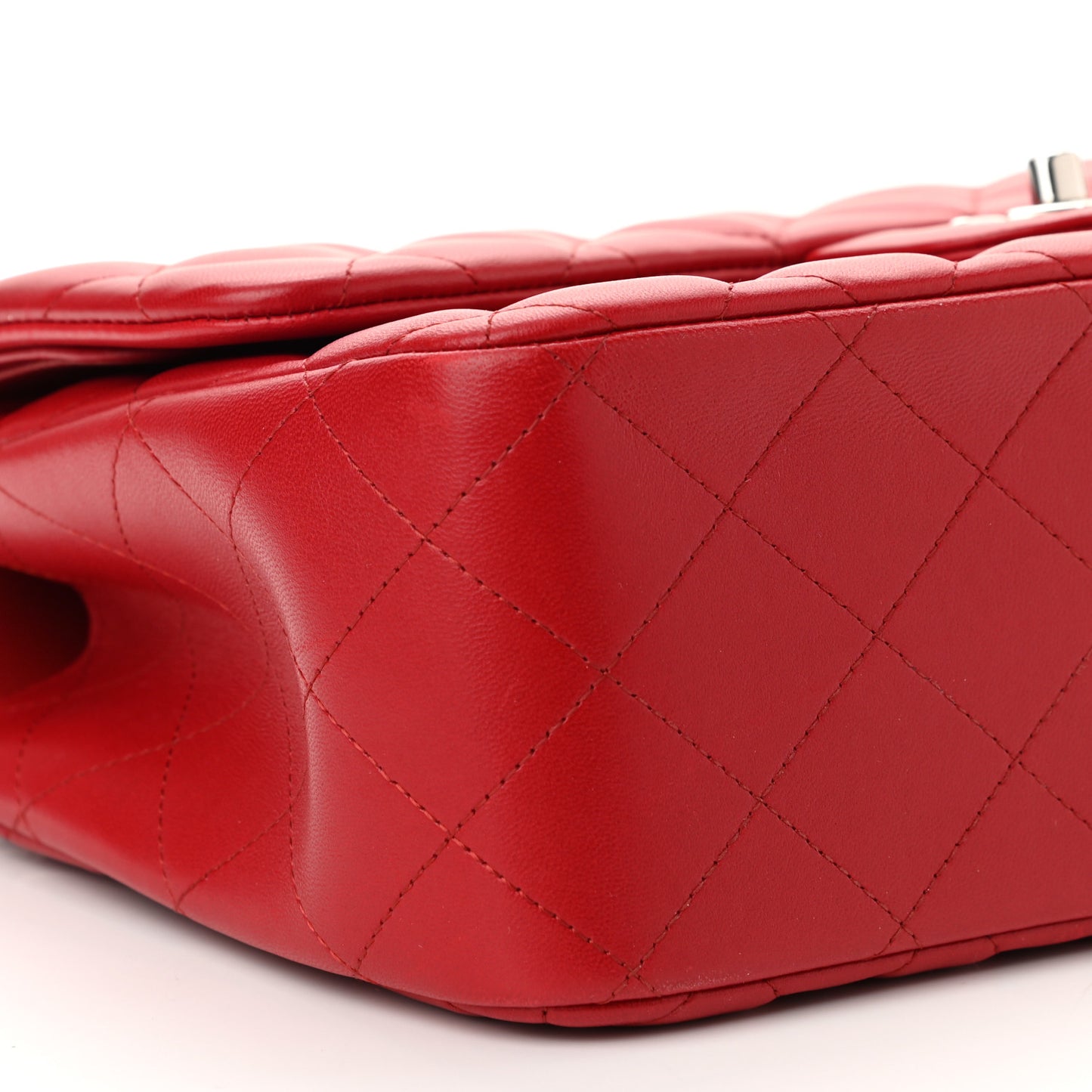 Lambskin Quilted Jumbo Double Flap Red